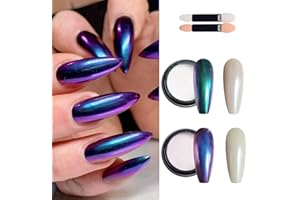 GZMAYUEN Biały chromowany puder do paznokci, 2 pudełka Pearl Mirror Effect Chrome Pigment Powder, błyszczący proszek do paznokci