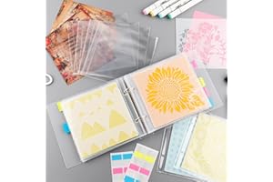 OTCRAFT 130 Pages 6x6 Cookie Stencil Binder with Storage for Die-Cut and Stamp - Baking Organizer Case for Scrapbooking and Cutting Dies Collections