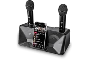 RIOKKO Karaoke Machine for Adults and Kids, Portable Bluetooth PA Speaker System with 2 Wireless Microphone for Home Party, Meeting, Wedding, Church, Picnic, Outdoor/Indoor