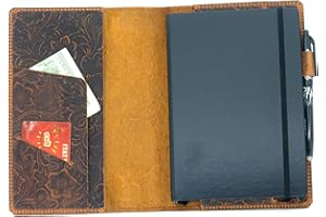 ‎JJNUSA JJNUSA Ledereinband, kompatibel mit Leuchtturm1917 Composition B5, 17,8 x 25,4 cm, Notizbuch, Reisetagebuch, Used-Look, nachfüllbar, Blumenmuster, Braun