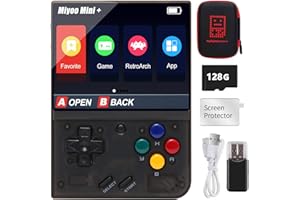 CAWEVON Console de jeu portable pour Miyoo Mini Plus avec étui de rangement, 3,5 pouces rétro vidéo portable rechargeable Open Source Console de jeu émulato, carte TF 128 Go intégrée et plus de 15 000 jeux.