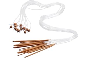 Dophee 12 Sizes 1.2M 48" Afghan Tunisian Carbonized Bamboo Needle Crochet Hooks Set