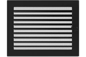 Rejilla de ventilación KRATKI Rejilla de Chimenea 22cm x 30cm Negra con persianas