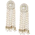 Zaveri Pearls Antique Gold Tone Kundan & Pearls Chain Fringe Dangle Earring For Women-ZPFK10136