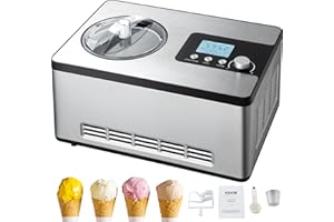 VEVOR Kompressor Eismaschine Eiscrememaschine 2 L, 180 W Frozen Joghurtbereiter Speiseeismaschine 3 Modi Joghurtmaschine Haushalt, Tragbare Eismaschine Sorbet Gelato Geräuscharm Silber Elektrisch