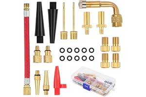 Sheryl&Rain 27 Pezzi Adattatore Valvola Bici,Adattatore Valvola Presta con Tubo di Gonfiaggio,SV AV DV Valvola Adattatore Set per Pneumatici Palloncini e Cuscini d'Aria