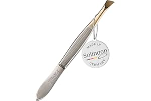 ‎TITANIA TITANIA Pinzette aus Solingen (8cm, vergoldet) • Made in Germany • Augenbrauen-Pinzette zum Zupfen • Extra präzise • Vergoldete Spitze