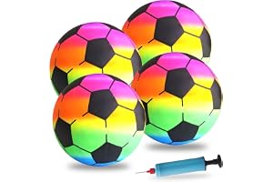 YIMETOP 4 stycken regnbågsbollar, barn, PVC-fotboll, barn och vuxna, uppblåsbara bollar med pump, 22 cm, barnboll, regnbågsbo