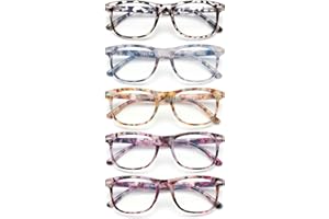 JOLISU Lot de 5 lunettes de lecture pour femmes - Lunettes de lecture élégantes bloquant la lumière bleue - Lunettes de vue pour femmes et hommes avec charnières à ressort