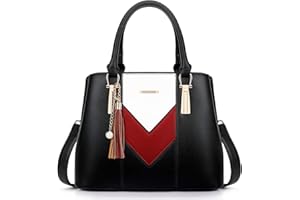 Pomelo Best Bolso de Mujer, Bolso señora Piel, Diseño Elegante en Forma de V y con Borla Colgante, perfecto para Trabajo, Diario Vida, Navidad y Fiesta ect