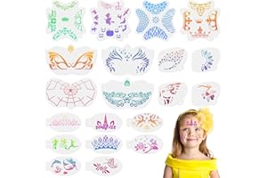 URAQT 20 Pièces Pochoir Maquillage Enfant, Pochoirs de Peinture Faciale Réutilisables Tatouage Enfant de Peinture pour Visage et Corps Halloween Fête de Vacances Cosplay