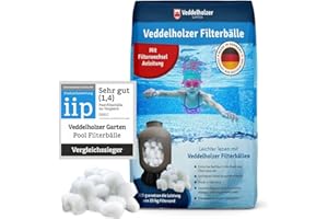 Veddelholzer Pool Filterbälle leichtestes Material für Beste Leistung ersetzt 25kg Filtersand Quarzsand aus Deutschland Poolzubehör Poolreiniger Sandfilteranlage für Salzwasser geeignet