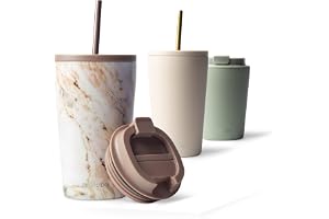 MAMEIDO termomugg med sugrör 470ml - Dryckesmugg med lock och sugrör tillverkad av rostfritt stål dubbelväggig isolerad, läck