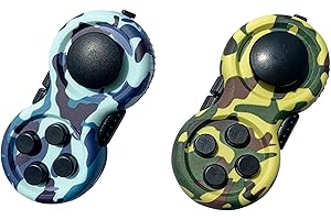 TOPWAYS Fidget Toys Anti Stress, Fidget Pad 8 Function Fidget Toy Cube kontroler reduktor stresu dla dzieci i dorosłych (moro niebieski + zielony)