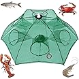 Proberos® Collapsible Fishing Net with Rope, Folded Fish Net, Foldable Crab Trap, Fish Bait, Fish Minnow Trap, Circle Trap, Portable Folded Fishing Net for Shrimp, Minnow, Crayfish (6 Sides 6 Holes)