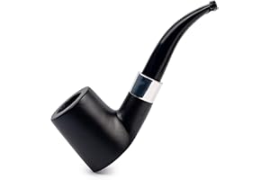 DR WATSON Dr. Watson - Set di pipa per tabacco in legno, forma classica in legno di ciliegio, adatto per filtro da 9 mm, con accessori, in scatola (nero)