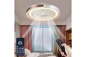 Peasur RGB Ceiling Light with Fan, 3000 K/4000 K/6500 K, Dimmable Fan with Light, 6 Wind Levels, Timer, Natural Wind Mode, Ceiling Fan with Lighting and Remote Control, Quiet