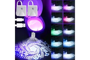 BAIFULAI 2 pezzi Luce per WC con sensore di movimento, Luci per WC all'interno, 16 colori Luce notturna per WC con lampada di proiezione, illuminazione d