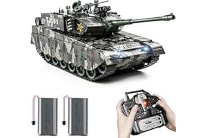 Supdex 1:18 RC Serbatoio, 2.4Ghz cinese 99 Main Remote Control Battle Tank, 15 canali RC veicolo giocattolo dell'esercito con fumo, luce e suono, camion militare per adulti e bambini che spara BBS e