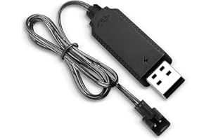 TEASHOW Drone USB Charger Cable for 3.7V LiPo Battery SM-2Pin Plug with LED Indicator Overcharge Protection Compatible with RC Cars Drones Trucks Trains Boats and Toys