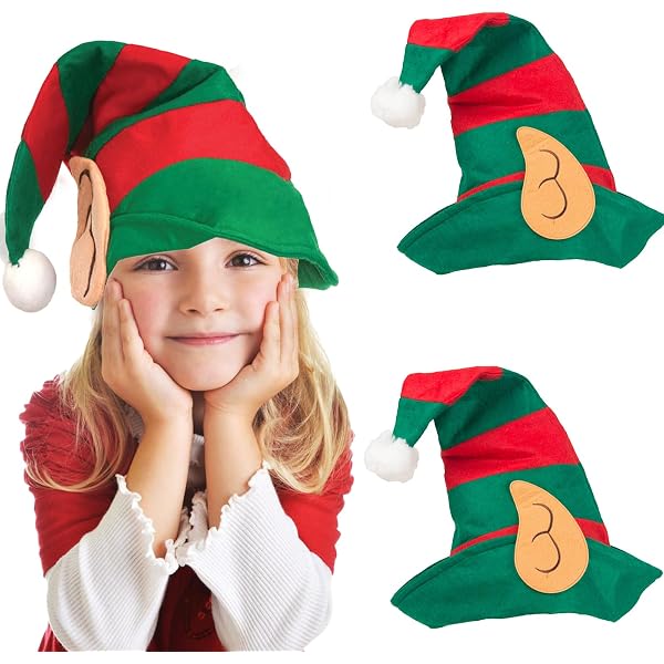 Cappello Da Elfo Di Natale Per Adulti - Verde A Righe Lunghe, Divertente Per Feste, Cosplay E Decorazioni