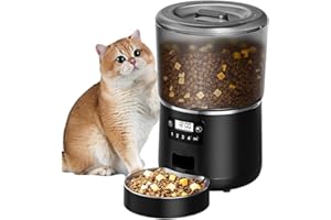 Jutyum Automatic Cat Feeder, 4L Cat Feeder Automatic with Timer and Cat Bowl, Cat Food Dispenser Anti-blocking and Dual Power Supply