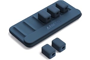 Anker Gestión de Cables, Soporte magnético para Cables, Soporte de Cables Multiusos de Escritorio, 5 Clips para Cables Lightning/USB C, Micro Cables, Otros Cables, se adhiere a Madera, mármol(Azul)