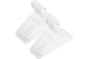 100 Stück - Kleiderbügel Weiß Kunststoff drehbarer Haken + Schuhlöffel, Bügel Made in EU, Umweltfreundlich da 100% Recyclingmaterial, Centi