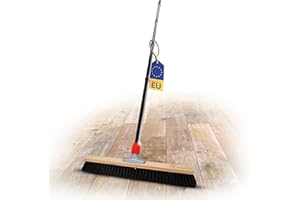 Novaliv Escoba grande de 60 cm con mango, cerdas sintéticas, escoba fina con mango, ideal como escoba de taller, escoba industrial, escoba de casa, escoba para el pelo, escoba grande