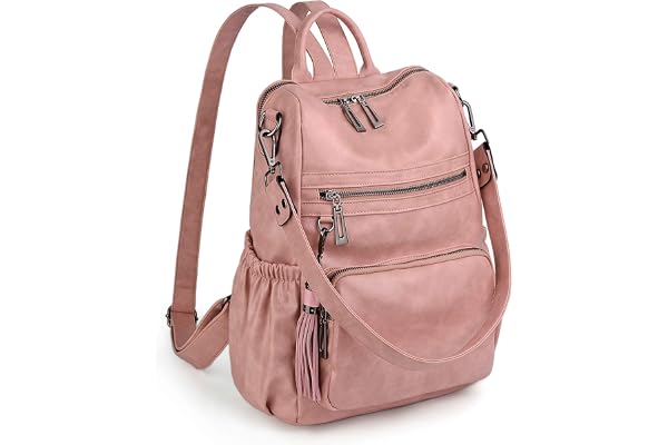 UTO Femme Sac porté Dos Anti-Vol Sac à Main porté épaule Glands Multi Compartiment PU Cuir lavé