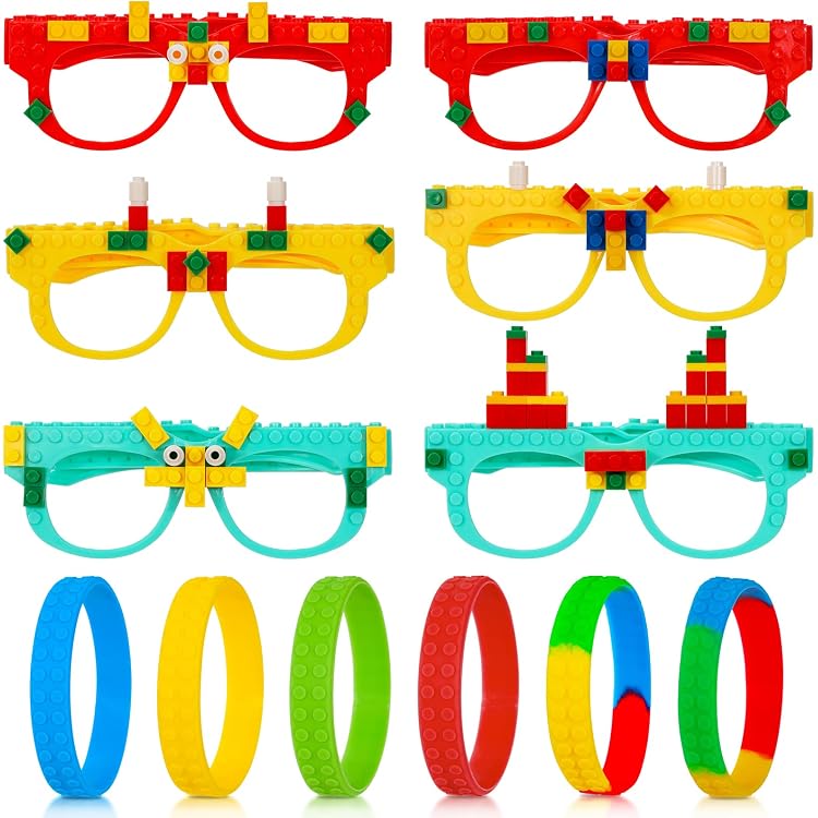 12 Stück Bauklötze-Brillen – DIY-Set Für Kinderpartys, Bunte Bausteine Zum Zusammenstecken, Perfekt Für Lego-Themen