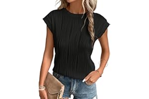 Gemulate Short Sleeve Tops Round Neck Blouse Tees for Women Ladies Knit Solid Casual T Shirts S-XXL