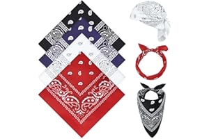 Awumbuk 4 Stück Bandana, Kopftuch Herren Sommer Halstuch Herren Piraten Paisley Muster Bandanas Damen Kinder Kopftücher Haar Schal Kopf Biker 55 * 55 Cm (Rot Weiß Schwarz Blau)