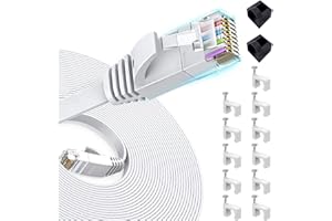 JONI FUN Cavo di rete 15m - CAT6 Ethernet Gigabit Lan (RJ45) - 10/100/1000Mbit/s - Cavo patch - UTP - compatibile con CAT5/CAT.5e/CAT.7 - Switch/Router/Modem/Access Point/Campi patch - Clip Gratuite - Bianco