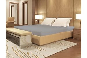 BANZAII TEXTILE INNOVATOR ONLINE Banzaii Lenzuolo sotto con Angoli con Elastico Matrimoniale 100% Puro Cotone Alta Qualità Made in Italy per Materassi 160/170 cm x 190/200 cm, altezza fino a 30 cm Grigio Chiaro