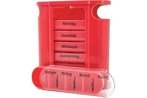 ‎TIGA-MED Medikamentendosierer Pillenbox rot 1 Stück Pillendose Tablettenbox Medi - Arznei- Medikamentenspender 7 Tage Original Tiga-Med Qualität