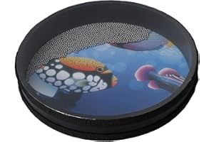 Yibuy Wave Bead Ocean Drum Percussion with Fish Patton 10 inch