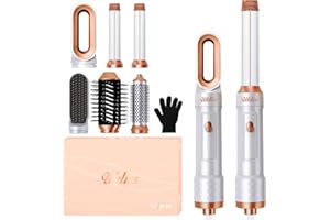 UKLISS 6 in 1 Hairstyler Pro, Hair Dryer Brush with Automatic Hair Curler, Hot Air Brush, Hair Straightners, Round Brush Hairdryer, Air Styler Gifts Set for Hair Styling Short Long Hair - White