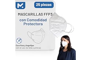MEDICINADELLAVORO.COM 25 Mascarillas Homologadas de Certificación CE, Mascarilla FFP3 con Válvula de 5 Capas, Máscara Contra de Polvo y Partículas, Mascarilla de Protección Personal con Filtros de Calidad BFE≥99, 25 Piezas