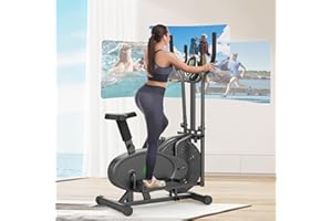 ‎COWMEW Cowmew Ellittica Crosstrainer Und Heimtrainer 2 in 1 für Zuhause, Fitnessgeräte Stepper Mit Sitz + LCD-Monitor + Einstellbarem Widerstand + Rutschfestem Pedal, Cardio Hometrainer