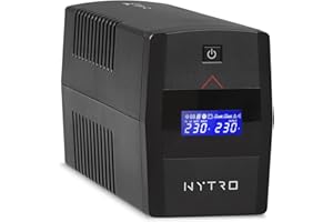EPYC® NYTRO – UPS a Onda Sinusoidale Pura, Potenza 800VA/480Watt, UPS per PC da Gaming, PFC Attivo, MAC e Console da Gioco, 2 Uscite Schuko, Line Interactive, AVR, Display LCD