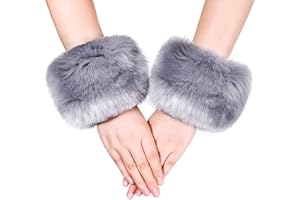 Cosysparks Polsino da polso in pelliccia, polsini con elastico in pelliccia sintetica polsini per le donne grigio