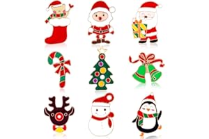 Kiiwah 9 Pezzi Spille di Natalizie en Metallo Set, Cartone Animato Carino Spilla per Natale e Tema del Festival Invernale