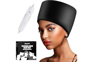 AOPOW Hair Cap Treatment Steamer for Deep Conditioning - Thermal Hot Head Heat Hat Electric for Afro Hair Spa Care Home Use with 2 Mode/Black (UK Plug)