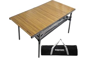 ‎POEPORE POEPORE Campingtisch Faltbar Aluminium Groß Klapptisch für 4-6 Personen Outdoor Faltbar Gartentisch mit Netzablage Aufbewahrungstasche 137 x 70 x 70cm bis 80kg Natural