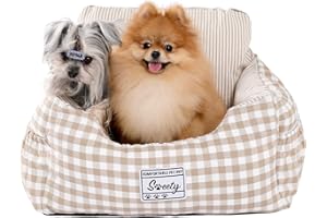 PETEPELA Fotelik samochodowy dla psa ze stabilnym pasem bezpieczeństwa, miękki, podwyższenie siedzenia, wodoszczelny, antypoślizgowy, dla małych i średnich psów, beżowy