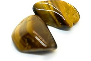CHARPAUS Trommelsteine, Edelsteine, Handschmeichler, Heilsteine (2 Stk) - verschiedene Steine wählbar (z.B. Amethyst, Jaspis, Tigerauge, Mondstein, Aventurin u.a.) - 2er Set (Tigerauge)