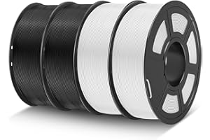 TECBEARS PLA 3D Printer Filament 1.75mm, Dimensional Accuracy +/- 0.02 mm, 1 Kg Spool, Pack of 4, Black*2+White*2