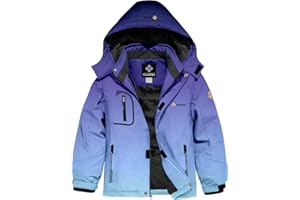 GEMYSE Veste de Ski Imperméable de Montagne pour Garçon Manteau d'hiver Extérieur en Polaire Coupe-Vent avec Capuche