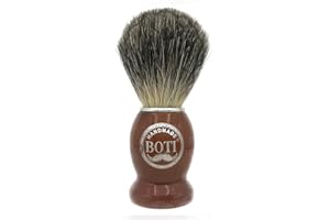 BOTI Hand Crafted Shaving Brush for Wet Shave, Badger Hair Bristle, Wood Handle, Brown Color, Best Gift for Bearded Man
